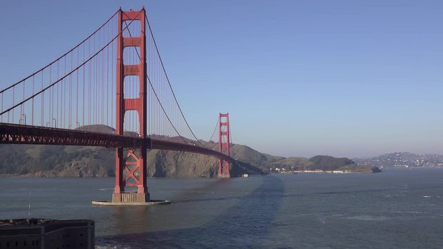 Golden Gate Bridge in San Francisco establishing shot.