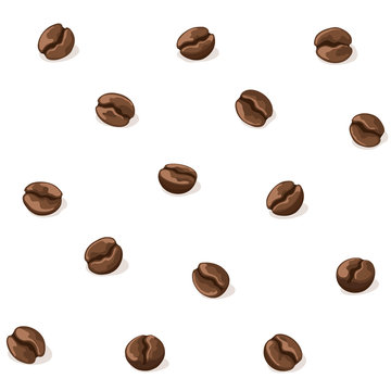Coffee beans seamless background. Coffee tiled pattern