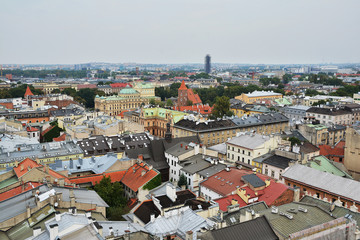 Fototapeta na wymiar Old Town houses, view from above, Krakow, Poland