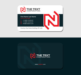 dark business card with red letter N