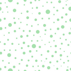 Seamless vector pattern with dots. Simple graphic design. Dotted drawn green background with little decorative elements. Print for wrapping, web backgrounds, fabric, decor, surface