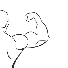 Silhouette of muscular man on white background
