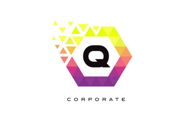 Q Colorful Hexagon Shaped Letter Logo Design.