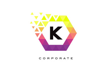 K Colorful Hexagon Shaped Letter Logo Design.