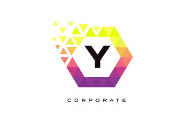 Y Colorful Hexagon Shaped Letter Logo Design.