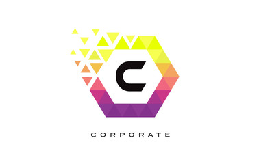 C Colorful Hexagon Shaped Letter Logo Design.