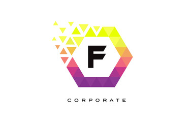 F Colorful Hexagon Shaped Letter Logo Design.