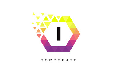 I Colorful Hexagon Shaped Letter Logo Design.