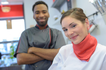 Obraz premium Portrait of man and woman in uniform