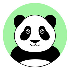 cute panda in the green circle illustration vector