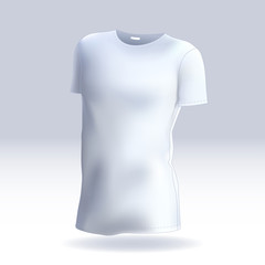 Vector male T-shirt template mock up for your design. Men's white casual wear. Created with gradient mesh.