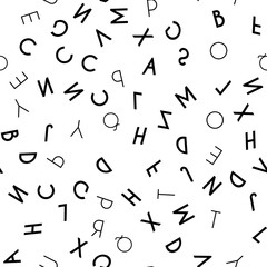 Black letter seamless pattern on white background