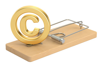 Mousetrap with copyright symbol, 3D rendering