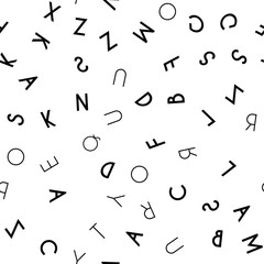 Black letter seamless pattern on white background
