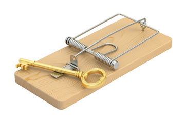 Mousetrap with key, 3D rendering