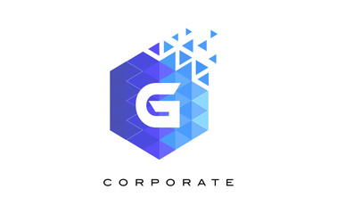 G Blue Hexagonal Letter Logo Design with Mosaic Pattern.