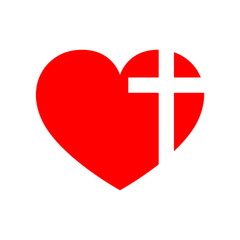 Heart with Christian cross. Vector illustration.