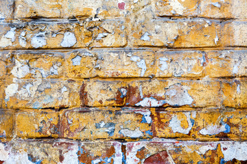 Old weathered grunge brick wall as background