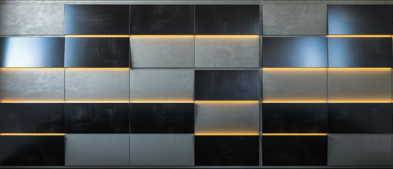 Modern illuminated wall panel, 3d rendering, 3d illustration