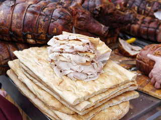 italian porchetta at market