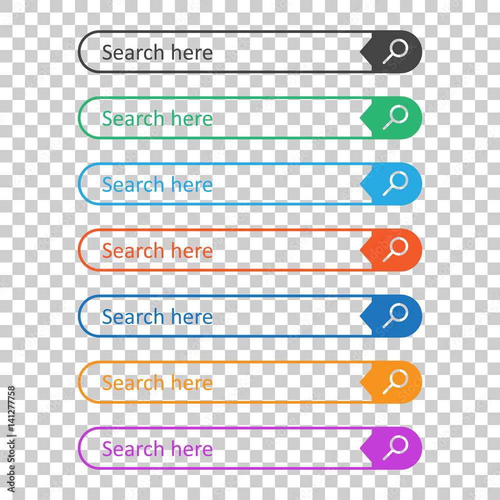 Poster search bar field. set vector interface elements with search button. flat vector illustration on isol
