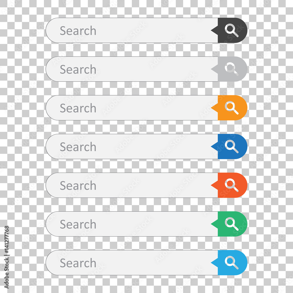 Poster search bar field. set vector interface elements with search button. flat vector illustration on isol