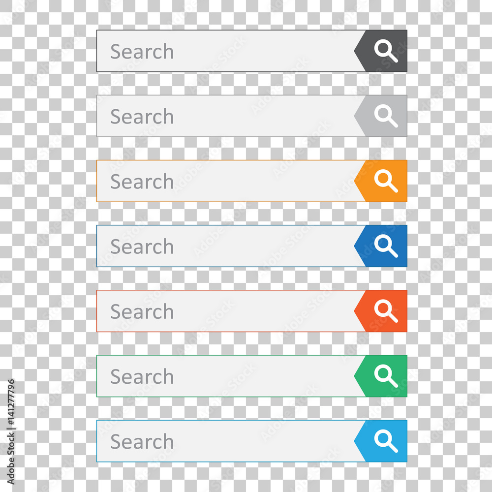 Poster search bar field. set vector interface elements with search button. flat vector illustration on isol