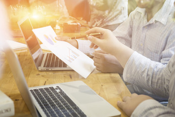 Fototapeta premium Business plan,Team work process.Business people discussing the charts and graphs showing the results of their successful teamwork,Analyze business planning,success business,selective focus,vintage