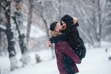 Beautiful young couple kissing