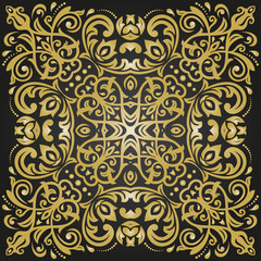 Oriental vector golden pattern with arabesques and floral elements. Traditional classic ornament. Vintage pattern with arabesques