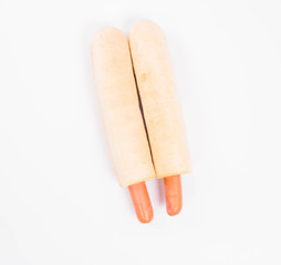 Hot dogs on a white background