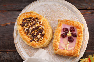 Mazurek traditional polish easter cake on wooden background