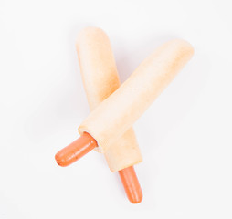 Hot dogs on a white background