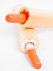 Hot dogs on a white background