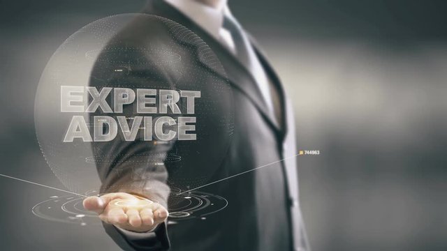 Expert Advice Businessman Holding in Hand New technologies