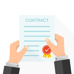 Contract in the hand. Vector illustration