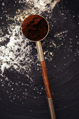 Plakat charming minimalistic still life with white sugar and a coffee spoon