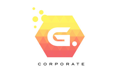 G Orange Hexagon Shaped Letter Logo with Bubbles.
