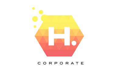 H Orange Hexagon Shaped Letter Logo with Bubbles.