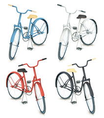 Watercolor hand drawn bicycles isolated on white background
