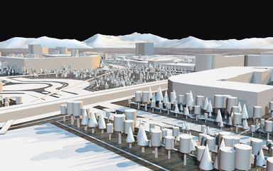 Obraz premium low poly modern wireframe city