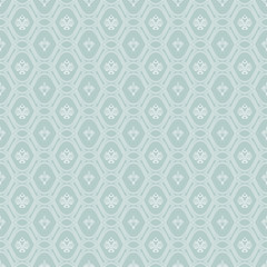Seamless vector ornament with white elements and wavy lines. Modern background. Geometric modern pattern