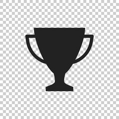 Trophy cup flat vector icon. Simple winner symbol. Black illustration on isolated background.