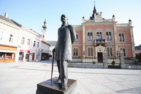 Monument of poet Jovan Jovanovic Zmaj in Old town in Novi Sad - Serbia