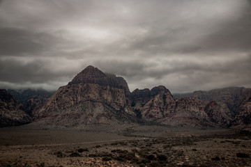 Twocoloured Rock in the Red Rock Canyon National Conservation Area in bad weather conditions