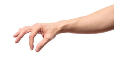 Man hand's measuring invisible item isolated