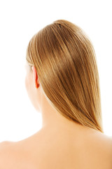 Fototapeta premium Beautiful long blonde hair, isolated on white.