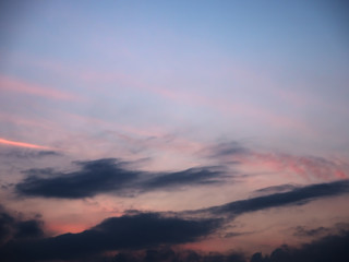 Sky blurred background the blue and pink clouds at sunset