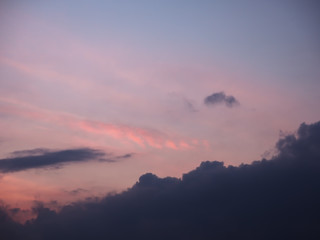 Sky blurred background the blue and pink clouds after the  sunset