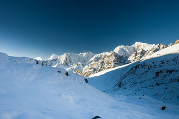 On a way to Renjo La pass in Everest region in Nepal